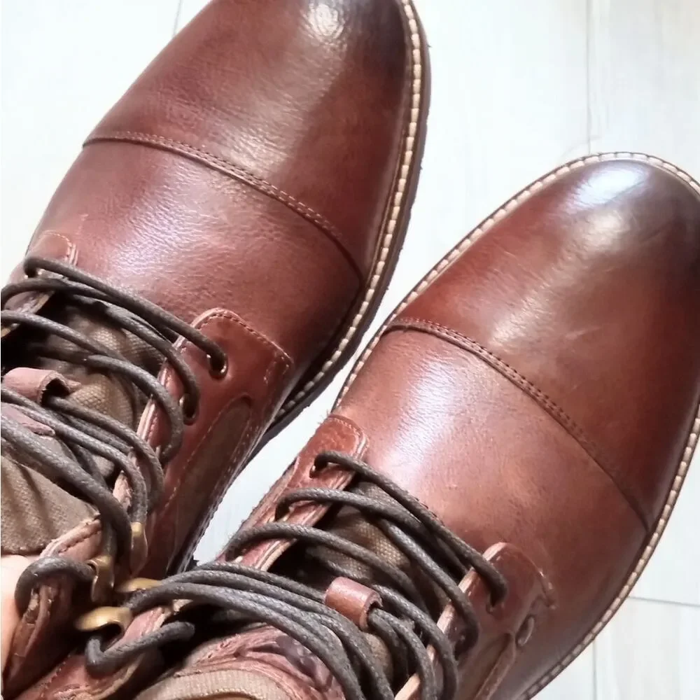 (T-4364) Thomas And Vine Mens Feron Flat Heel Lace Up Boots Sz 8.5